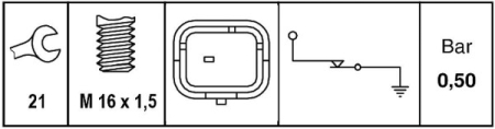 Senzor presiune ulei potrivit DS DS 3, DS 5; VOLVO C30, C70 II, S40 II, S60 II, S80 II, V40, V50, V60 I, V70 III; CITROEN BERLINGO, BERLINGO MULTISPACE 1.0-3.0 dupa 1989 (0, 5bar, 1 pin, gri) [1]
