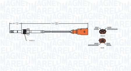 Senzor temperatura evacuare potrivit AUDI A6 C5; VW MULTIVAN T5, MULTIVAN T6, TRANSPORTER T5, TRANSPORTER T6, TRANSPORTER T6 / CARAVELLE T6 2.0D/2.5D 2000-2019 - (dupa DPF) [1]