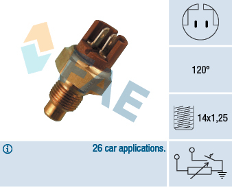 Electrica - Senzor temperatura lichid racire potrivit RENAULT 19 I, 19 II, 19 II CHAMADE, TRAFIC 1.8/2.0/2.2 1989-1997 (numar pini: 2, maro)