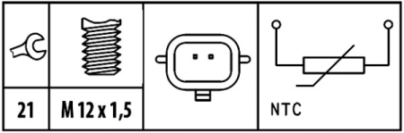 Senzor temperatura lichid racire potrivit DACIA DOKKER, DOKKER EXPRESS/MINIVAN, DUSTER, DUSTER/SUV, LODGY, LOGAN II, LOGAN MCV II, SANDERO II 1.2-2.3D dupa 2002 (numar pini: 2, negru) [2]