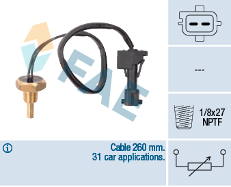 Electrica - Senzor temperatura lichid racire potrivit SAAB 900 II, 9000 2.0-3.0 1989-1998 (numar pini: 2, negru)