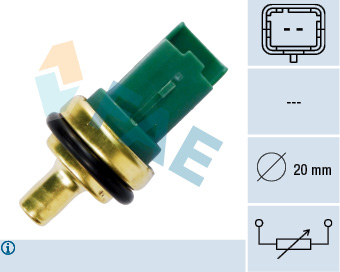 Electrica - Senzor temperatura lichid racire potrivit VOLVO C30, C70 II, S40 II, S60 II, S80 II, V40, V50, V60 I, V70 III; CITROEN BERLINGO, BERLINGO MULTISPACE 1.25-2.2D dupa 1998 (numar pini: 2, verde)