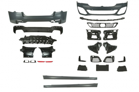 Bara - Set potrivit BMW Seria 5 G30, G31, G38, F90 dupa 2020 - Set bara fata si spate model pachet M complet, cu locas proiectoare, grunduita
