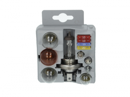 Electrice - Set becuri  12V H4; C5W/P21/5W/PY21W/R5W/T4W/W5W + sigurante: 20; 15; 10A Maxibox