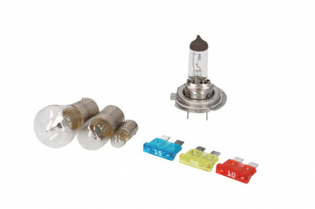 Electrice - Set becuri  12V H7; P21W/T4W + sigurante: 20; 15; 10A Minibox