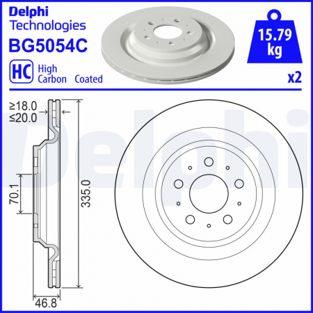 Set discuri de frana (2 buc.) Spate Dreapta/Stanga potrivit TESLA MODEL 3 Electric 01.17- [1]