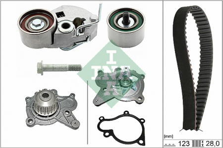 Distributie - Set distributie cu pompa apa HYUNDAI ACCENT II, ELANTRA, GETZ, inaltWAY, MATRIX, SANTA FÉ I, TRAJET, TUCSON; KIA CARENS II, CERATO, SPORTAGE 1.5D/2.0D dupa 2001