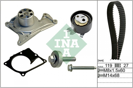Distributie - Set distributie cu pompa apa Mercedes Clasa A (W176), B (W246, W242), CITAN (415), CITAN MIXTO (415), CLA (C117), CLA SHOOTING BRAKE (X117), GLA (X156); DACIA DOKKER 1.5D/1.5DH dupa 2008