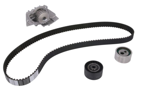 Distributie - Set distributie cu rulou potrivit CITROEN BERLINGO, BERLINGO/MINIVAN, C15, C15/MINIVAN, JUMPY I, XSARA, XSARA/HATCHBACK, XSARA/KOMBI 1.9D/2.0D 1996-2015 (curea + intinzator + pompa apa)