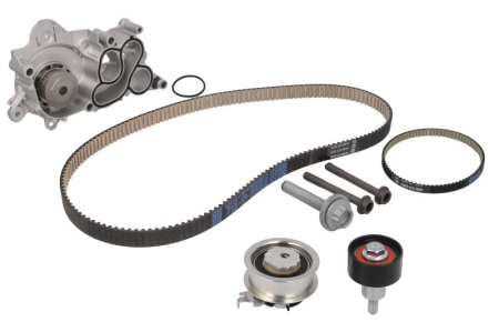 Distributie - Set distributie cu rulouri potrivit AUDI A1, A1 CITY CARVER, A3, A4 B9, A5, Q2, Q3; CUPRA FORMENTOR, LEON, LEON SPORTSTOURER 1.0-Electric dupa 2011 (curea + intinzator + pompa apa)