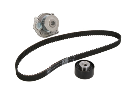 Distributie - Set distributie potrivit ABARTH 124 SPIDER, 500 / 595 / 695, 500C / 595C / 695C, GRANDE PUNTO, PUNTO, PUNTO EVO; ALFA ROMEO GIULIETTA 1.2-3.0D dupa 1997 (curea + intinzator + pompa apa)