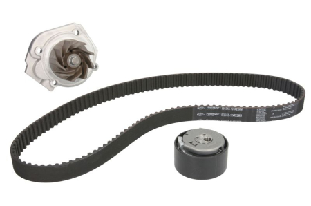 Distributie - Set distributie potrivit ABARTH 500 / 595 / 695, 500C / 595C / 695C, GRANDE PUNTO, PUNTO, PUNTO EVO; ALFA ROMEO GIULIETTA 1.2-3.0D dupa 1997 (curea + intinzator + pompa apa)