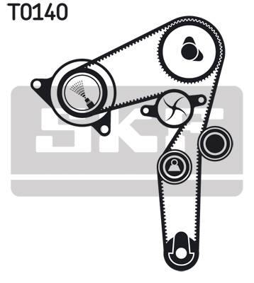 Set distributie potrivit ALFA ROMEO 147, 156, 159; FIAT CROMA, CROMA/KOMBI, DOBLO, DOBLO/MINIVAN, GRANDE PUNTO, PUNTO, SEDICI 1.9D/2.4D dupa 1997 (curea + intinzator + pompa apa) [2]