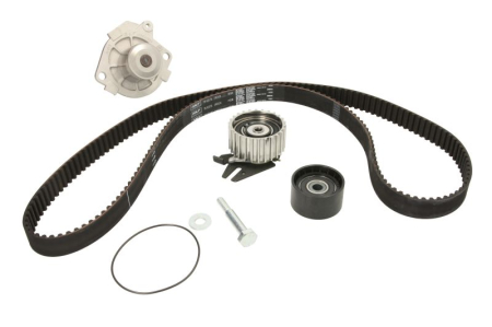 Distributie - Set distributie potrivit ALFA ROMEO 145, 146, 147, 156, 159; FIAT BRAVA, BRAVO I, BRAVO II, DOBLO, DOBLO/MINIVAN, IDEA, MAREA, MULTIPLA 1.9D/2.4D dupa 1997 (curea + intinzator + pompa apa)