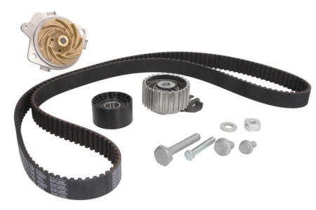 Distributie - Set distributie potrivit ALFA ROMEO 147, 156, 159; FIAT BRAVO II, CROMA, CROMA/KOMBI, DOBLO, DOBLO/MINIVAN, GRANDE PUNTO, MAREA, PUNTO 1.9D/2.4D dupa 1997 (curea + intinzator + pompa apa)