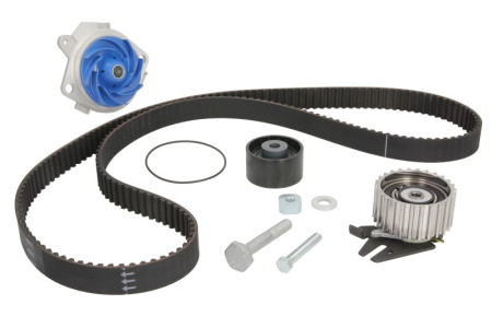 Distributie - Set distributie potrivit ALFA ROMEO 147, 156, 159; FIAT CROMA, CROMA/KOMBI, DOBLO, DOBLO/MINIVAN, GRANDE PUNTO, PUNTO, SEDICI 1.9D/2.4D dupa 1997 (curea + intinzator + pompa apa)