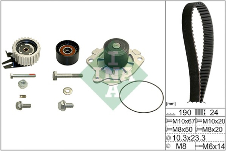 Set distributie potrivit ALFA ROMEO 147, 156, 159; FIAT CROMA, CROMA/KOMBI, DOBLO, DOBLO/MINIVAN, GRANDE PUNTO, PUNTO, SEDICI 1.9D/2.4D dupa 1997 (curea + intinzator + pompa apa) [1]