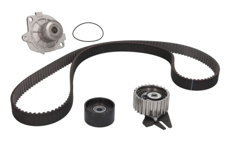Distributie - Set distributie potrivit ALFA ROMEO 147, 156, 159; FIAT CROMA, CROMA/KOMBI, DOBLO, DOBLO/MINIVAN, GRANDE PUNTO, PUNTO, SEDICI 1.9D/2.4D dupa 1997 (curea + intinzator + pompa apa)