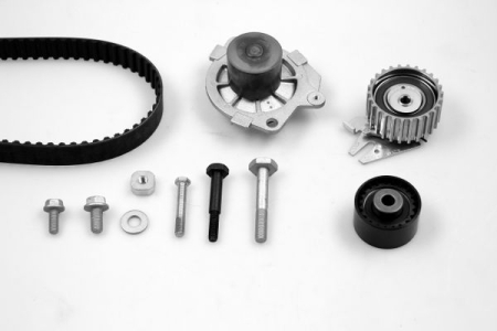 Distributie - Set distributie potrivit ALFA ROMEO 147, 156, 159; FIAT CROMA, CROMA/KOMBI, DOBLO, DOBLO/MINIVAN, GRANDE PUNTO, PUNTO, SEDICI, STILO 1.9D/2.4D dupa 1997 (curea + intinzator + pompa apa)