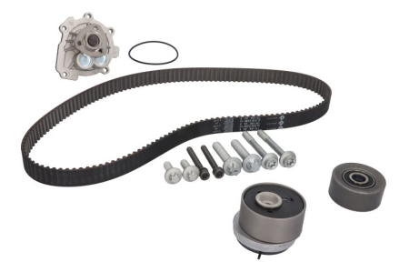 Distributie - Set distributie potrivit ALFA ROMEO 159; CHEVROLET AVEO, AVEO / KALOS, CRUZE, ORLANDO, TRAX; FIAT CROMA, STILO; OPEL ASTRA G 1.4-1.8LPG dupa 1998 (curea + intinzator + pompa apa)