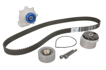 Distributie - Set distributie potrivit ALFA ROMEO 159; CHEVROLET AVEO, AVEO / KALOS, CRUZE, ORLANDO, TRAX; FIAT CROMA, STILO; OPEL ASTRA G 1.4-1.8LPG dupa 2000 (curea + intinzator + pompa apa)