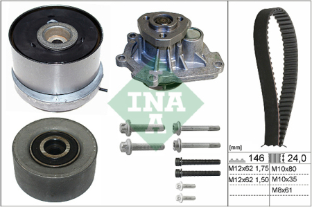 Set distributie potrivit ALFA ROMEO 159; CHEVROLET AVEO, AVEO / KALOS, CRUZE, ORLANDO, TRAX; FIAT CROMA, STILO; OPEL ASTRA G 1.4-1.8LPG dupa 1998 (curea + intinzator + pompa apa) [1]