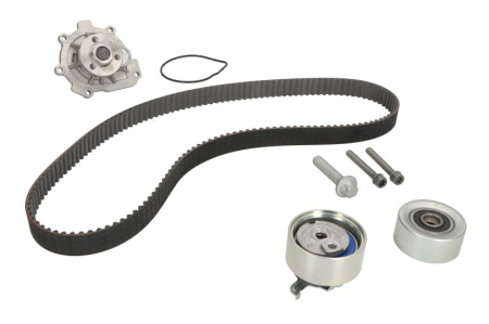 Distributie - Set distributie potrivit ALFA ROMEO 159; CHEVROLET AVEO, AVEO / KALOS, CRUZE, ORLANDO, TRAX; FIAT CROMA, STILO; OPEL ASTRA G 1.4-1.8LPG dupa 2000 (curea + intinzator + pompa apa)