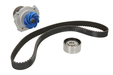 Distributie - Set distributie potrivit ALFA ROMEO GIULIETTA/HATCHBACK; AUDI A6 C7; FIAT 500, 500L, FIORINO, FIORINO/MINIVAN, GRANDE PUNTO, LINEA, PANDA 1.1-3.0D dupa 2003 (curea + intinzator + pompa apa)