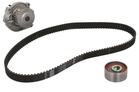 Distributie - Set distributie potrivit ALFA ROMEO GIULIETTA/HATCHBACK; AUDI A6 C7; FIAT 500, 500L, FIORINO, GRANDE PUNTO, LINEA, PANDA, PANDA/HATCHBACK 1.1-3.0D dupa 2003 (curea + intinzator + pompa apa)