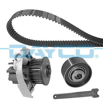 Set distributie potrivit ALFA ROMEO MITO; AUDI A6 C7; FIAT 500, 500 C, 500L, DOBLO, DOBLO/MINIVAN, FIORINO, FIORINO/MINIVAN, GRANDE PUNTO 1.0H-3.0D dupa 1993 (curea + intinzator + pompa apa) [1]
