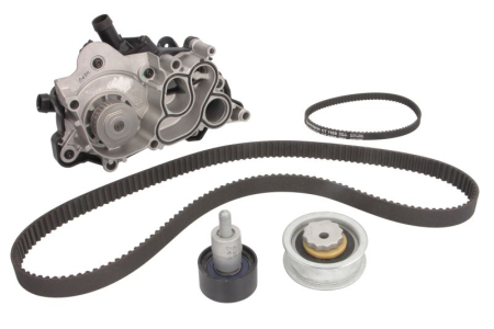 Distributie - Set distributie potrivit AUDI A1, A1 CITY CARVER, A3, A5, Q2, Q3; SEAT ARONA, ATECA, IBIZA IV, IBIZA IV SC, IBIZA IV ST, IBIZA V, LEON 1.0-1.6 dupa 2011 (curea + intinzator + pompa apa)