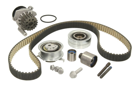 Distributie - Set distributie potrivit AUDI A1, A3, A4 ALLROAD B8, A4 B7, A4 B8, A5, A6 C7, Q3, Q5, TT; SKODA FABIA II, OCTAVIA II, RAPID, ROOMSTER 1.2-2.5D dupa 2003 (curea + intinzator + pompa apa)