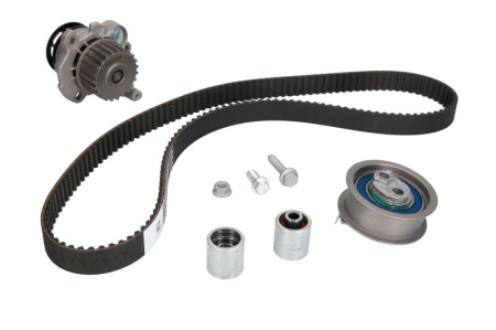 Distributie - Set distributie potrivit AUDI A1, A3, A4 B6, A4 B7, A6 C6, TT; SEAT ALTEA, ALTEA XL, EXEO, EXEO ST, LEON, TOLEDO III; SKODA OCTAVIA II 2.0 2002-2017 (curea + intinzator + pompa apa)