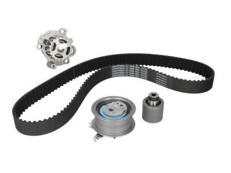 Distributie - Set distributie potrivit AUDI A2, A3, A4 B6, A4 B7, A6 C5; FORD GALAXY I, GALAXY MK I; VW BORA, BORA I, CADDY III 1.2D/1.9D/2.0D 1995-2011 (curea + intinzator + pompa apa)
