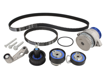 Distributie - Set distributie potrivit AUDI A2; SEAT LEON, TOLEDO II; VW BORA, BORA I, GOLF IV, LUPO I, POLO, POLO III 1.6 1998-2006 (curea + intinzator + pompa apa)