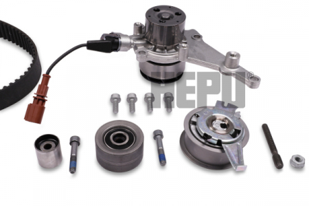 Distributie - Set distributie (curea + intinzator + Pompa apa) potrivit AUDI A3, A4 ALLROAD B9, A4 B9, A5, A6 ALLROAD C8, A6 C8, A7, Q2, Q3, Q5; CUPRA FORMENTOR 2.0D/2.0DH 11.14-