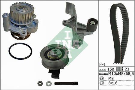 Set distributie potrivit AUDI A3, A4 B5, A4 B6, A4 B7, A6 C5; SEAT EXEO, EXEO ST; SKODA SUPERB I; VW PASSAT B5.5 1.8 1995-2010 (curea + intinzator + pompa apa) [1]