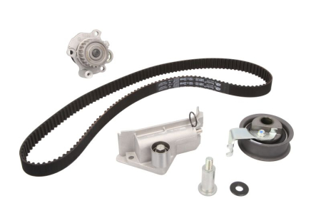 Distributie - Set distributie potrivit AUDI A3, A4 B5, A4 B6, A4 B7, A6 C5, TT; SEAT ALHAMBRA, CORDOBA, IBIZA II, LEON, TOLEDO II; SKODA OCTAVIA I 1.8/2.0 1995-2010 (curea + intinzator + pompa apa)