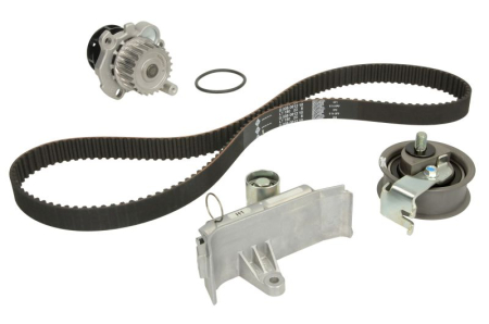 Distributie - Set distributie potrivit AUDI A3, A4 B5, A6 C5, TT; SEAT ALHAMBRA, CORDOBA, IBIZA II, LEON, TOLEDO II; SKODA OCTAVIA I; VW BORA, BORA I 1.8 1995-2010 (curea + intinzator + pompa apa)