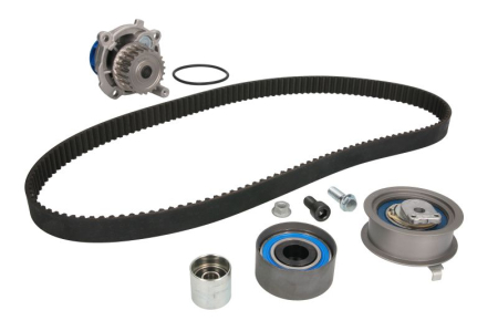 Distributie - Set distributie potrivit AUDI A3, A4 B6, A4 B7; SEAT LEON; VW GOLF V, GOLF VI, SCIROCCO III, TOURAN 2.0 2002-2017 (curea + intinzator + pompa apa)