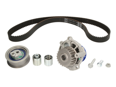 Distributie - Set distributie potrivit AUDI A3, A4 B6; SEAT ALTEA, ALTEA XL, LEON, TOLEDO III; SKODA OCTAVIA II; VW EOS, GOLF PLUS V, GOLF V, JETTA III 2.0 2002-2010 (curea + intinzator + pompa apa)