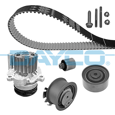 Set distributie potrivit AUDI A3, A4 B7, A6 C6; CHRYSLER SEBRING; DODGE CALIBER, JOURNEY; JEEP COMPASS, PATRIOT; MITSUBISHI GRANDIS 2.0D dupa 2003 (curea + intinzator + pompa apa) [1]