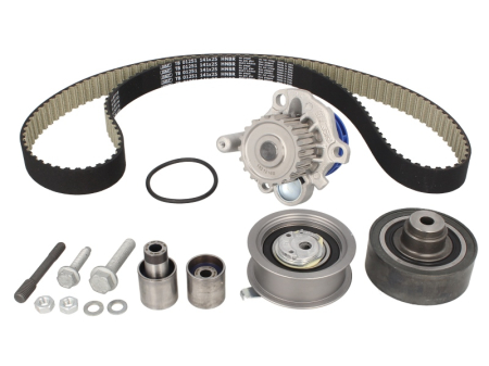 Distributie - Set distributie potrivit AUDI A3; SEAT CORDOBA, CORDOBA VARIO, CORDOBA VARIO/KOMBI, IBIZA II, IBIZA III, INCA, LEON, TOLEDO II 1.6D/1.9D dupa 1995 (curea + intinzator + pompa apa)