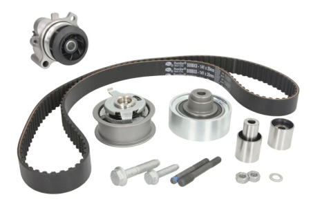Distributie - Set distributie potrivit AUDI A3; SEAT CORDOBA, CORDOBA VARIO, CORDOBA VARIO/KOMBI, IBIZA II, IBIZA III, INCA, LEON, TOLEDO II 1.9D 1993-2010 (curea + intinzator + pompa apa)