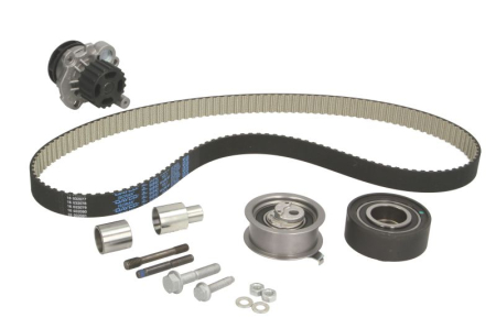 Distributie - Set distributie potrivit AUDI A3; SEAT CORDOBA, CORDOBA VARIO, IBIZA II, IBIZA III, INCA, LEON, TOLEDO II; SKODA FABIA I, OCTAVIA I 1.0/1.9D 1995-2010 (curea + intinzator + pompa apa)