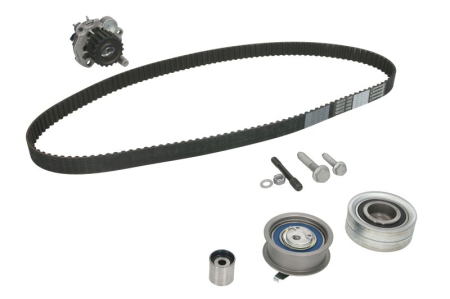 Distributie - Set distributie potrivit AUDI A3; SEAT CORDOBA, CORDOBA VARIO, IBIZA II, IBIZA III, LEON, TOLEDO II; SKODA FABIA I, OCTAVIA I 1.9D 1996-2010 (curea + intinzator + pompa apa)