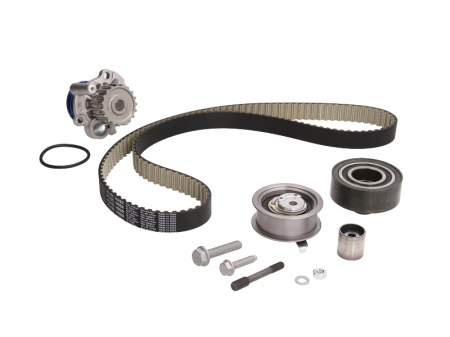 Distributie - Set distributie (curea + intinzator + Pompa apa) potrivit AUDI A3; SEAT CORDOBA, IBIZA II, IBIZA III, LEON, TOLEDO II; SKODA FABIA I, OCTAVIA I, OCTAVIA I/KOMBI, SCALA 1.6D/1.9D 09.96-