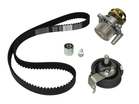 Distributie - Set distributie potrivit AUDI A3, TT; SEAT ALHAMBRA, LEON, TOLEDO II; SKODA OCTAVIA I; VW BORA, BORA I, GOLF IV, NEW BEETLE, SHARAN 1.8 1996-2010 (curea + intinzator + pompa apa)