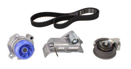 Distributie - Set distributie potrivit AUDI A3, TT; SEAT ALHAMBRA, LEON, TOLEDO II; SKODA OCTAVIA I; VW BORA, BORA I, GOLF IV, NEW BEETLE, SHARAN 1.8 1996-2010 (curea + intinzator + pompa apa)
