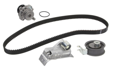 Distributie - Set distributie potrivit AUDI A3, TT; SEAT ALHAMBRA, LEON, TOLEDO II; SKODA OCTAVIA I; VW BORA, BORA I, GOLF IV, NEW BEETLE, SHARAN 1.8 1996-2010 (curea + intinzator + pompa apa)